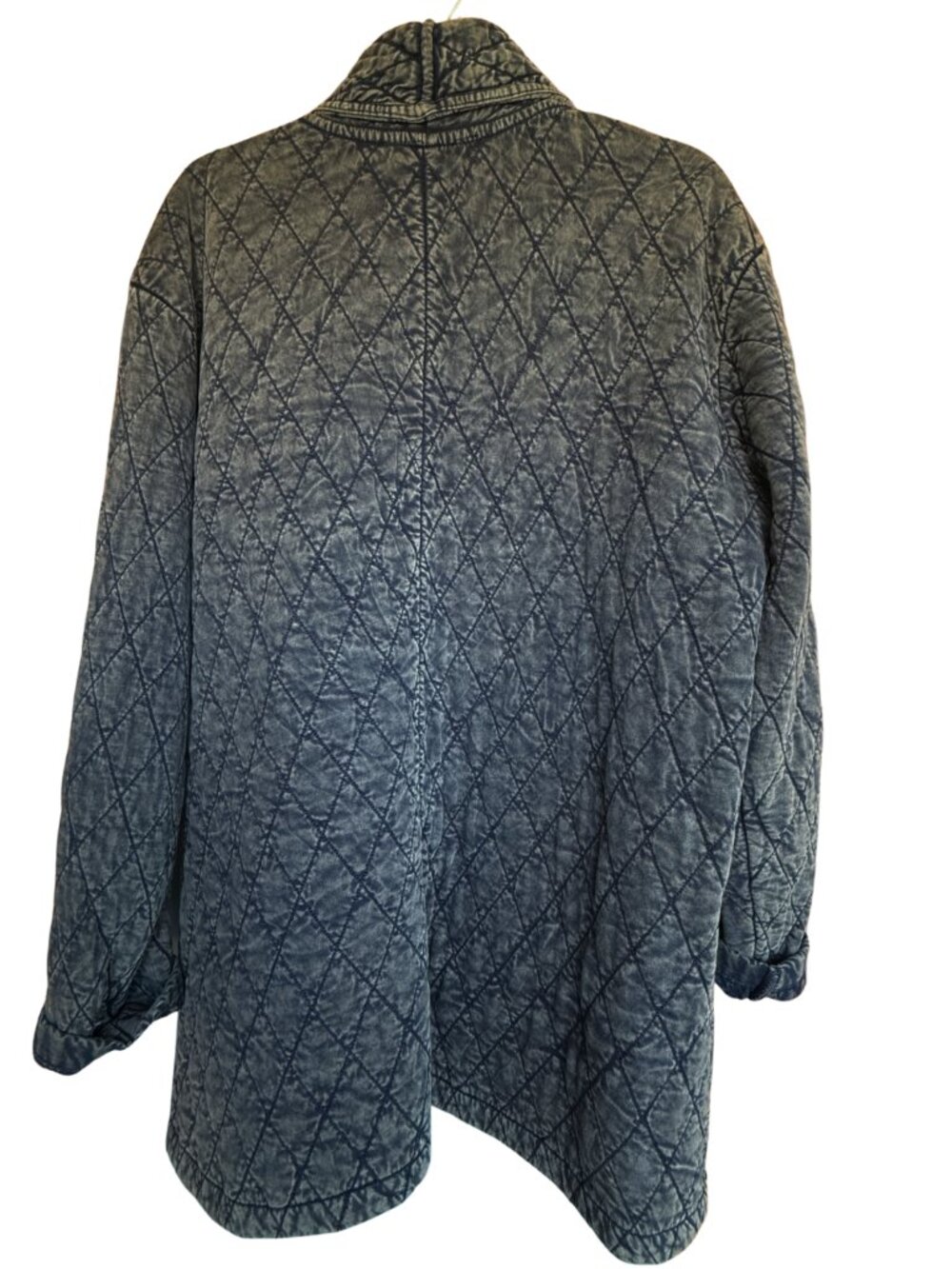 Lucky Brand XL Quilted Denim Jacket Open Front Shawl Collar Coat - Picture 5 of 17